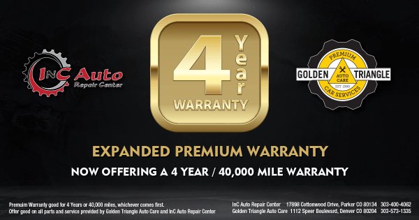 4Yr 40k Mile Premium Warranty from InC Auto Repair Center Parker CO